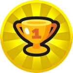 Sell Fries Win badge from Roblox: a gold trophy